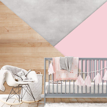 Papel de Parede Geométrico para Quarto de Bebê COLOR BLOCK ROSA